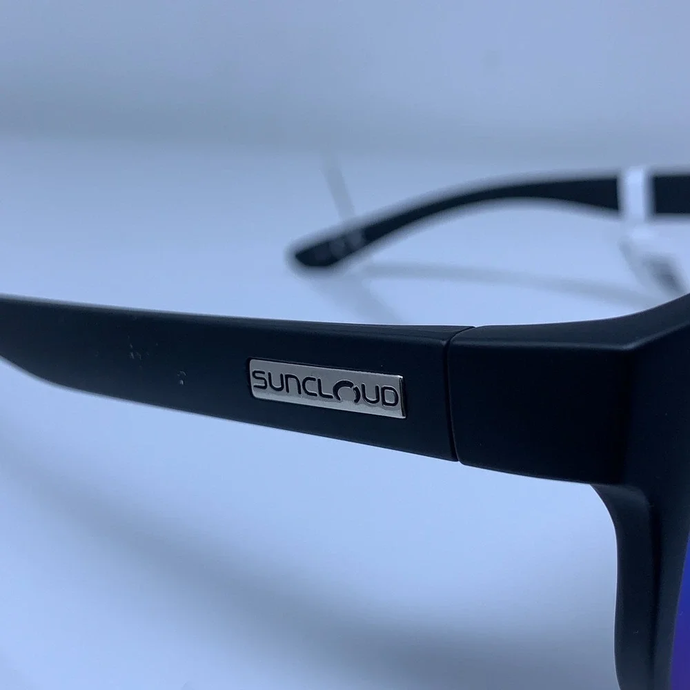 Suncloud Optics Leeway Matte Black + Polarized Blue Mirror Lens Sunglasses NWT